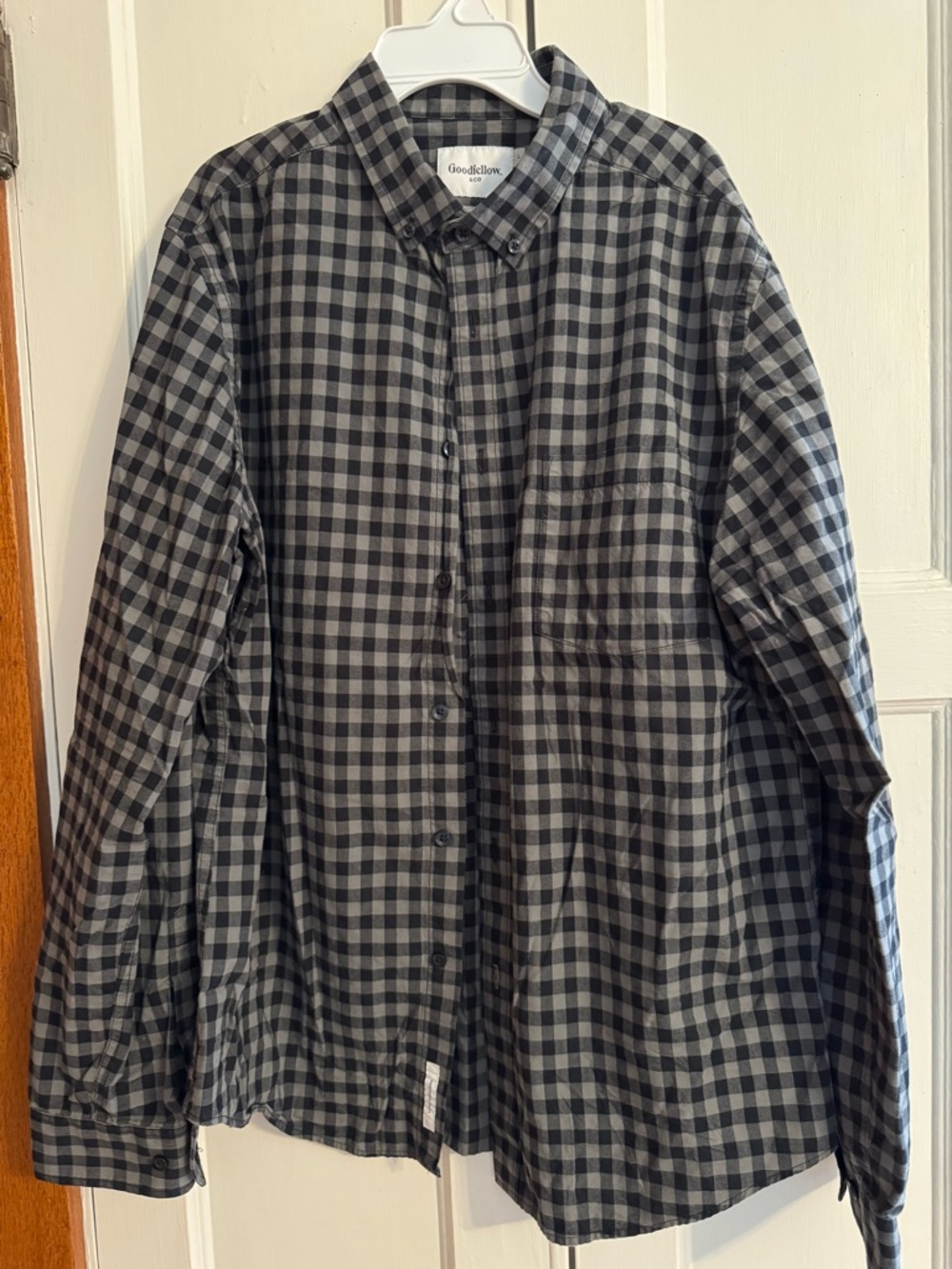 Goodfellow & Co Black and Gray Check Button-Down Shirt
